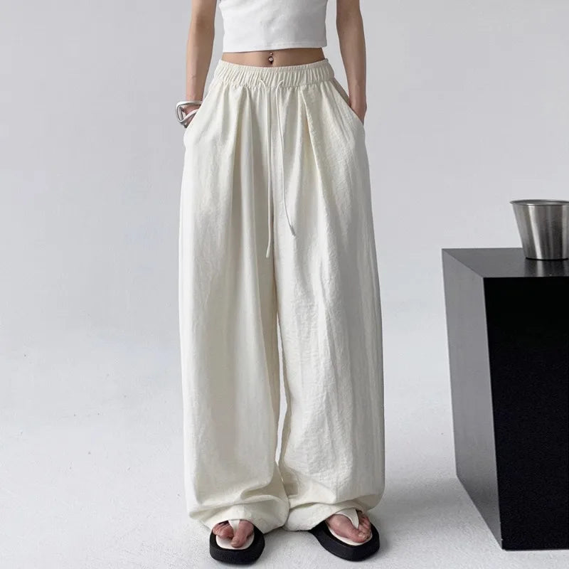 Baggy Sweatpants for Women Wide Pants Casual Women's Pants Korean Style High Waisted Sweatpants Woman Trousers Summer Ice Silk