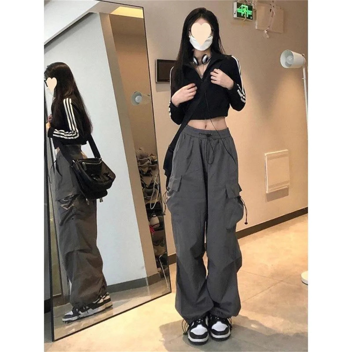 Fashion Korean Cargo Pants Women's High Waisted Loose Tactical Sports Pants Fashionable Hip-hop Harajuku Women's Punk Pants